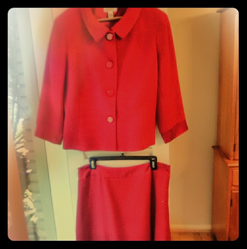 Red Talbots skirt suit